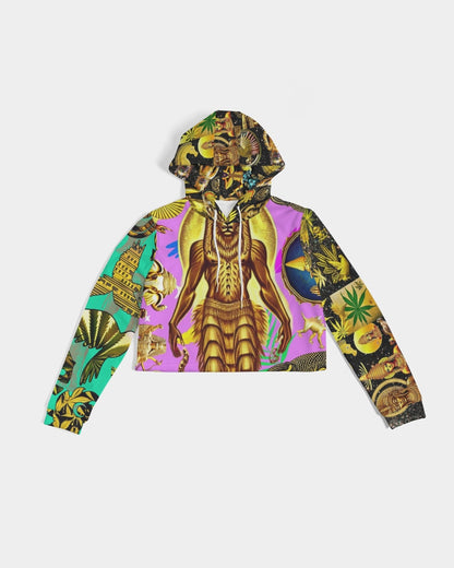 Ancient Abtsrak Women's All-Over Print Cropped Hoodie