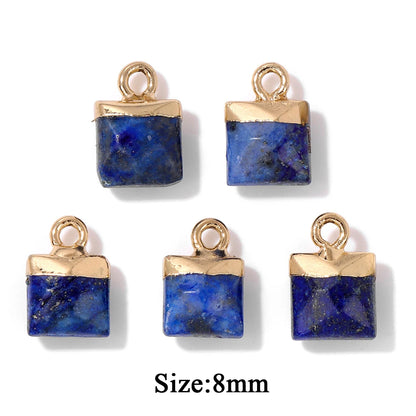 5PCS/lot Lapis Lazuli Stone Pendant Blue Moon Apple Oval Shape Gem Charms For Jewelry Making DIY Necklace Earrings DIY Handmade