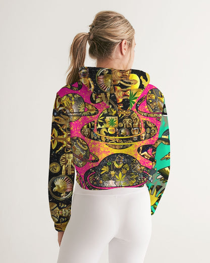 Ancient Abtsrak Women's All-Over Print Cropped Hoodie