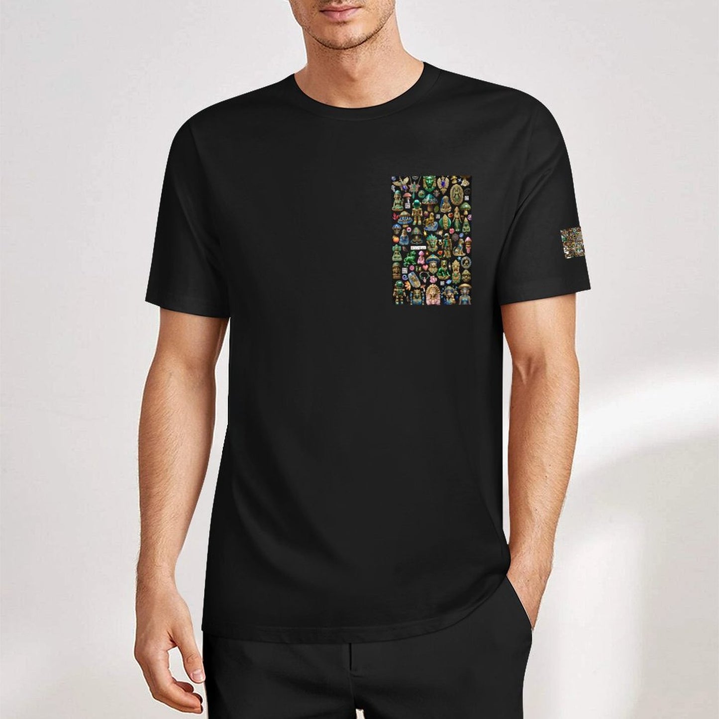 DTF 160gsm Men's Short Sleeve Cotton T-shirt (Dual-sided+Sleeve Printing)