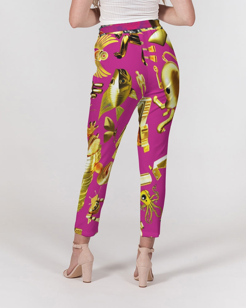 Robotic Abstrak Women's All-Over Print Belted Tapered Pants