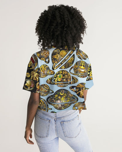 Ancient Abtsrak Women's All-Over Print Lounge Cropped Tee