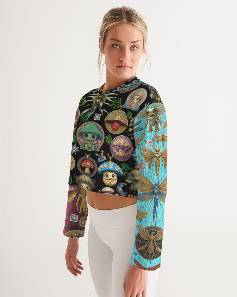 Abstrak dragonfly Women's All-Over Print Cropped Sweatshirt