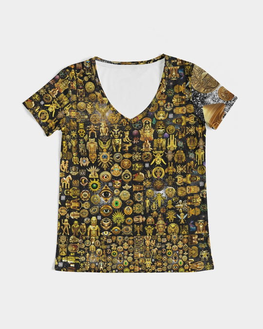 Nature Abstrak Women's All-Over Print V-Neck Tee