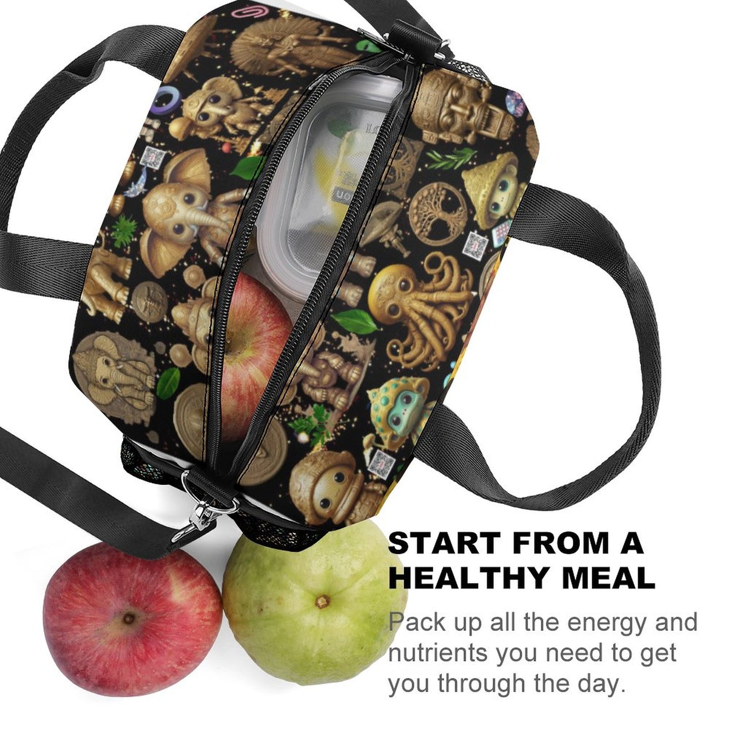 Insulated Lunch Crossbody Bag with Strap for Office School Picnic (All-Over Printing)