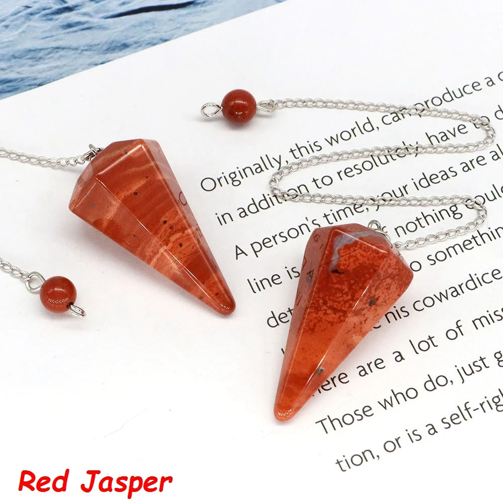 7 Chakra Pendulum Natural Stones Healing Crystal For Wicca Divination Witchcraft Dowsing Reiki Quartz Jewelry Pendants Wholesale