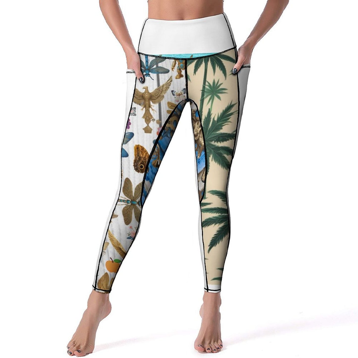 Custom Print Patterned Yoga Pants with 2 Pockets (All-Over Printing)