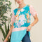 Celeste Full Size Open Tie Sleeve Floral Contrast Top