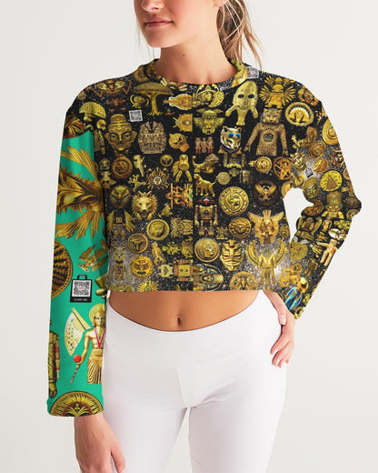 Hybrid Ancient Egypt Abstrak Women's All-Over Print Cropped Sweatshirt