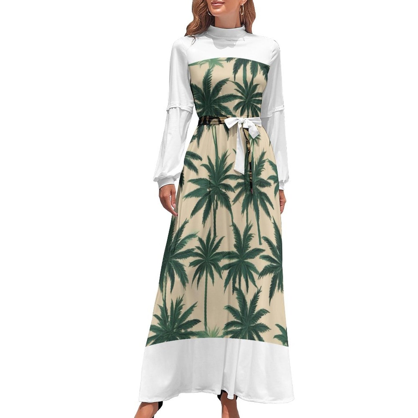 Turtle Neck Long Dress for WomenxQ (All-Over Printing)