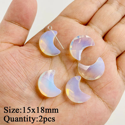 2PCS/lot Opal Stone Pendant White Oval Heart Star Moon Shape Connector Charms Fit Jewelry Making DIY Necklace Earrings Bracelets