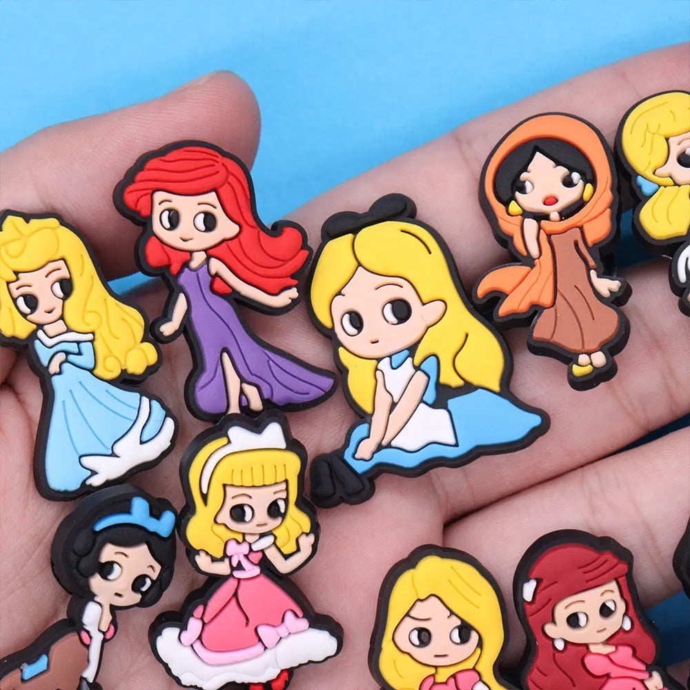 1-22Pcs Snow White Tinker Bell Shoe Charms Princess Button Decorations DIY Disney Girls Favorite Birthday Gifts