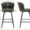 Counter Height Bar Stools Set of 2 Modern Bar Chairs with Back Leather Upholstered Barstools with Metal Footrest