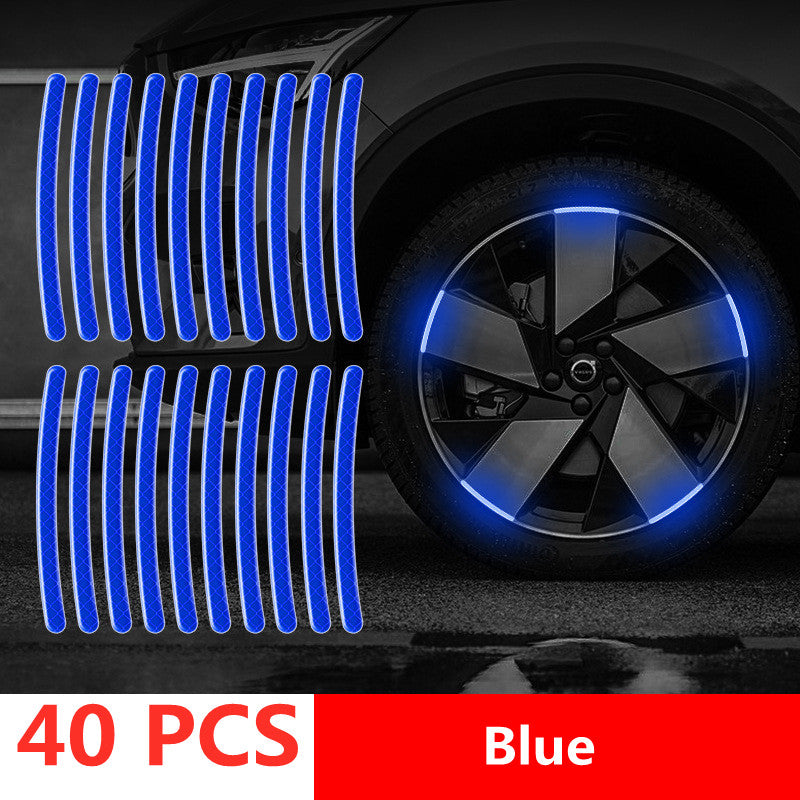 Car Wheel Hub Reflective Stripes Door Handle Safety Warning Sticker Car Rear Warning Tape Automobile Sticker Exterior Accessorie