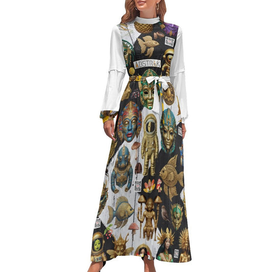 Turtle Neck Long Dress for WomenxQ (All-Over Printing)