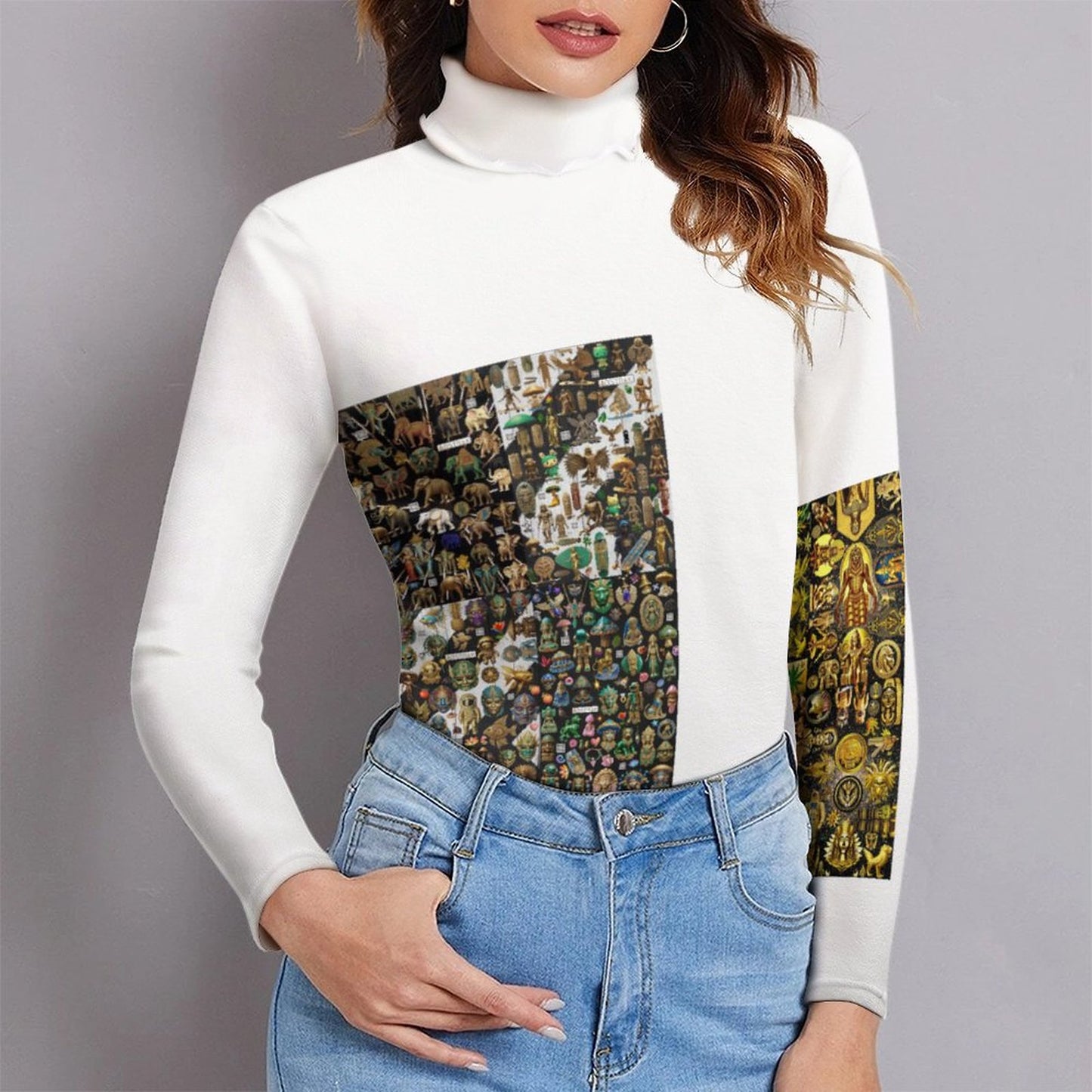 Women Long Sleeve Turtleneck Sweater MY08 (All-Over Printing)