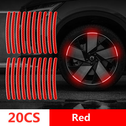 Car Wheel Hub Reflective Stripes Door Handle Safety Warning Sticker Car Rear Warning Tape Automobile Sticker Exterior Accessorie