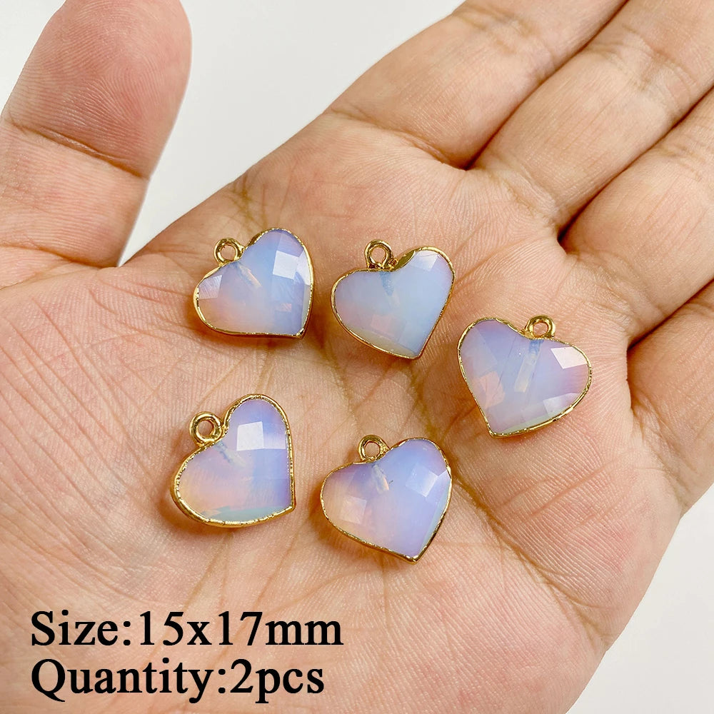 2PCS/lot Opal Stone Pendant White Oval Heart Star Moon Shape Connector Charms Fit Jewelry Making DIY Necklace Earrings Bracelets