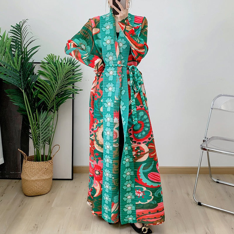 Folded Muslim New Robe Versatile Long sleeved Coat Coat Coat Cloak Printed Women's Fashion