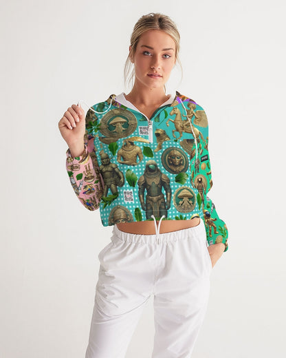 Ancient Abstrak Collection Women's All-Over Print Cropped Windbreaker