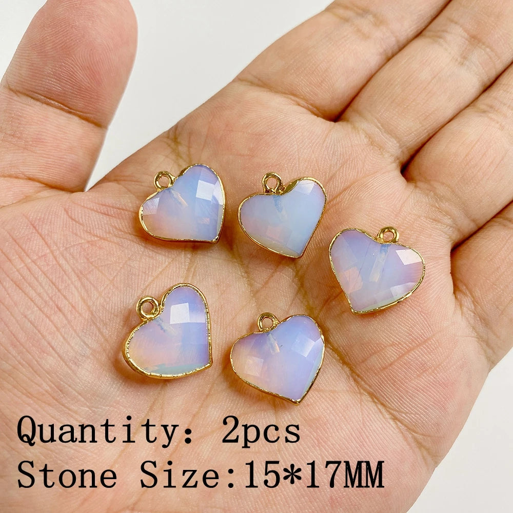 2pcs White Opal Pendants Charms Water Drop Heart Round Square Shape Pendant for Jewelry Making Diy Bracelet Necklace Earrings