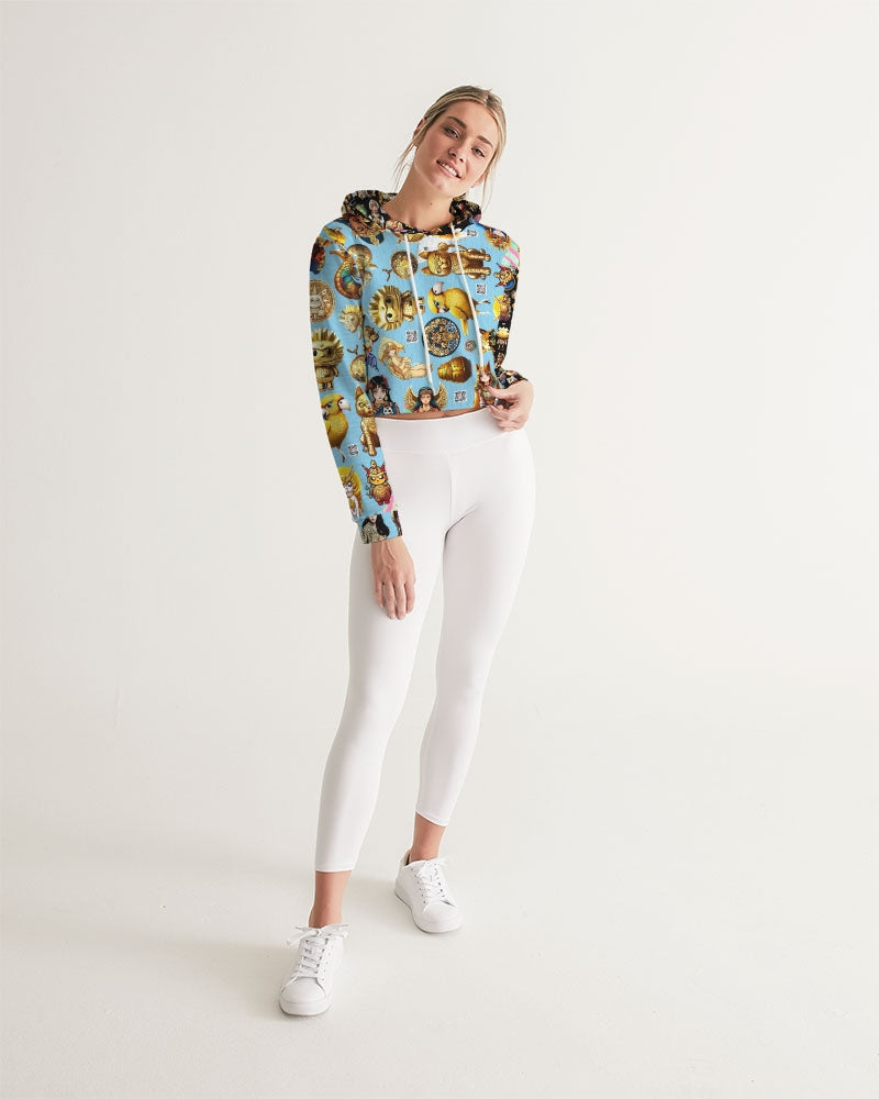 4 Annunaki Abstrak Collection Women's All-Over Print Cropped Hoodie