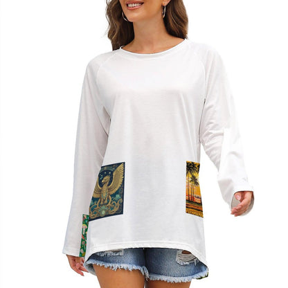 Custom Women's Long Sleeve U-Neck T-Shirts (All-Over Printing)