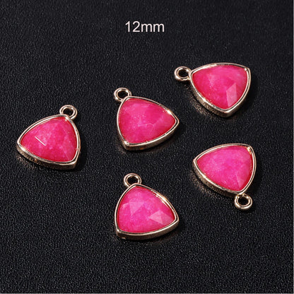 1-3pcs Natural Stone Pendant Triangle Shape Amethyst Lapis Lazuli Opal Charm For Jewelry Making Necklace Earrings Accessory 12mm