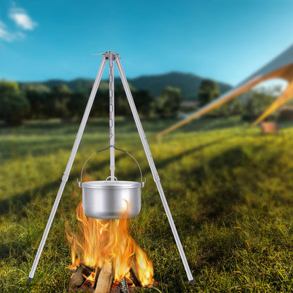 White Camping Tripod Lantern Tripod Hanger with Storage Bag For Outdoor Activities Outdoor Camping Stainless Steel Triangle Hang