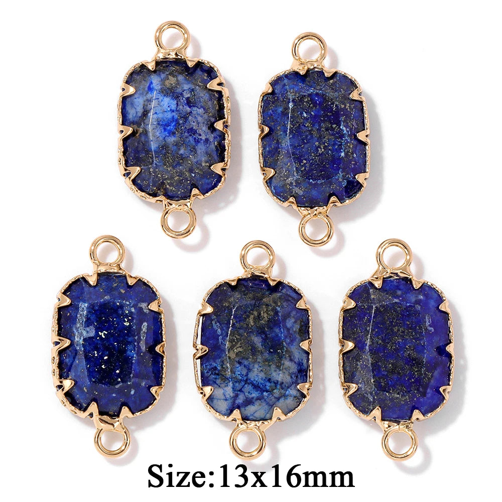 5PCS/lot Lapis Lazuli Stone Pendant Blue Moon Apple Oval Shape Gem Charms For Jewelry Making DIY Necklace Earrings DIY Handmade