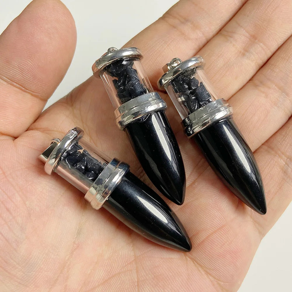 1pc Bullet shape Stone Pendant for Men Reiki Women Making Necklace Accessory Natural Quartz Jades Pendant