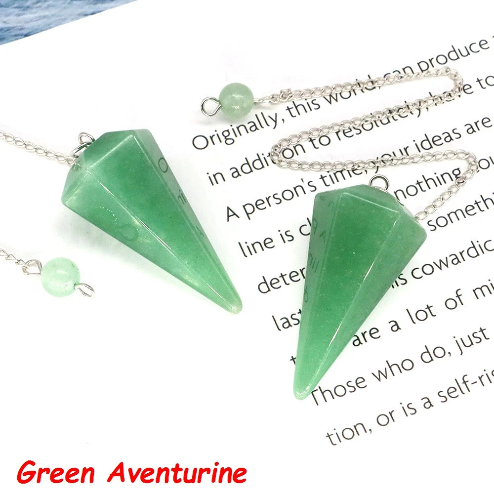 7 Chakra Pendulum Natural Stones Healing Crystal For Wicca Divination Witchcraft Dowsing Reiki Quartz Jewelry Pendants Wholesale