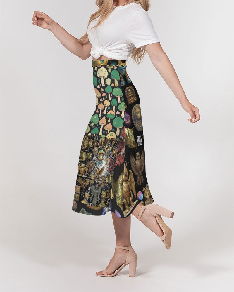 Alien Trendy Abstrak Collection Women's All-Over Print A-Line Midi Skirt