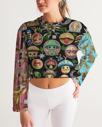 Abstrak dragonfly Women's All-Over Print Cropped Sweatshirt