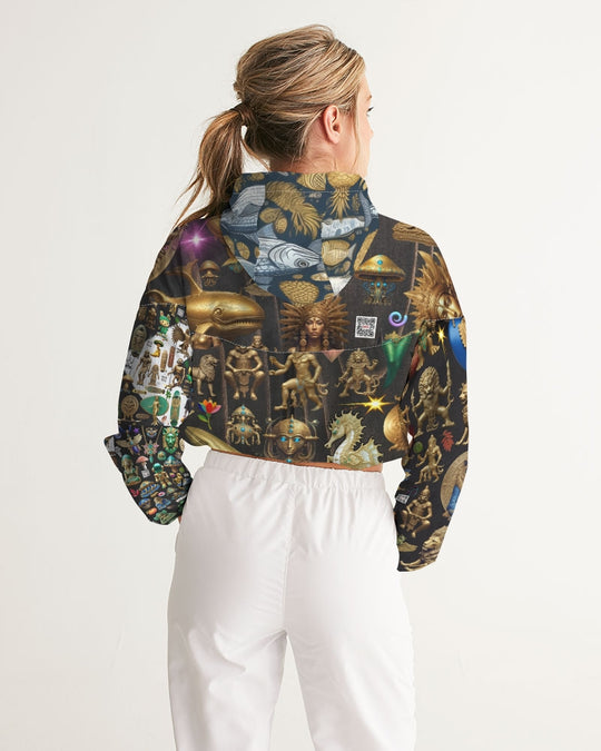 IMG_0540 Women's All-Over Print Cropped Windbreaker