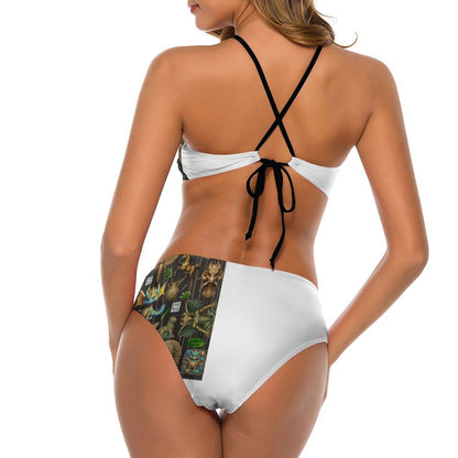 Women's Two piece Swimsuit with High Neck Halter Top BK2040 (All-Over Printing)