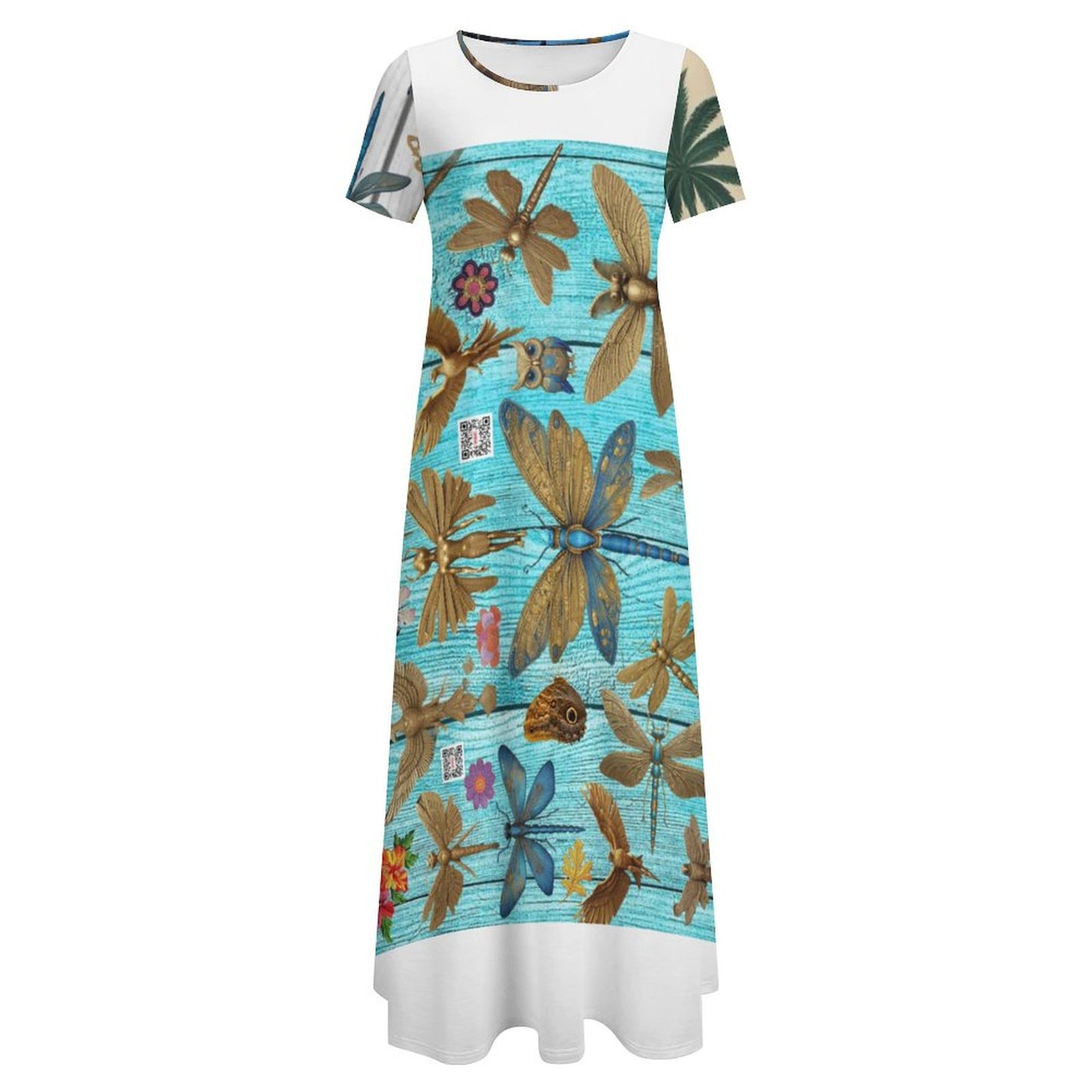 Round Neck Short Sleeve Dress B523 (All-Over Printing)