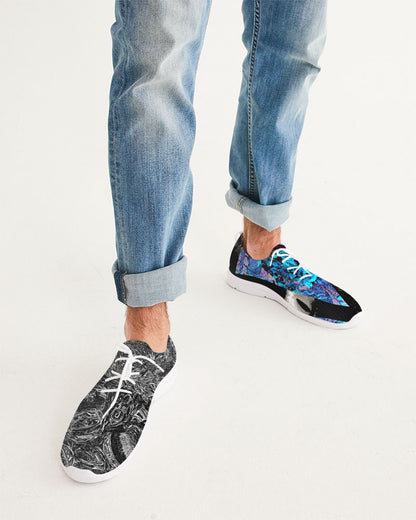 Greyscale Abstract Design Men's Lace Up Flyknit Shoe