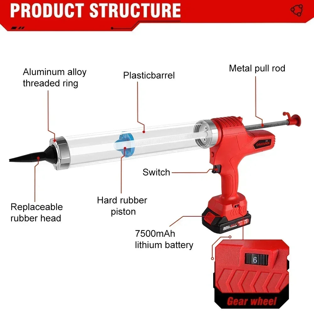 6 Speeds Electric Glue Gun Cordless Multi-function Electric Sewing Glue Glass Caulking Adhesive Gun Tool For Makita 18v Battery