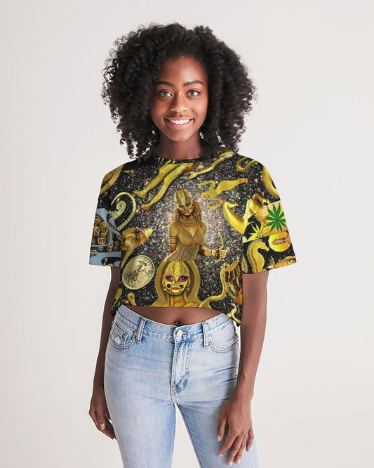 Ancient Abtsrak Women's All-Over Print Lounge Cropped Tee