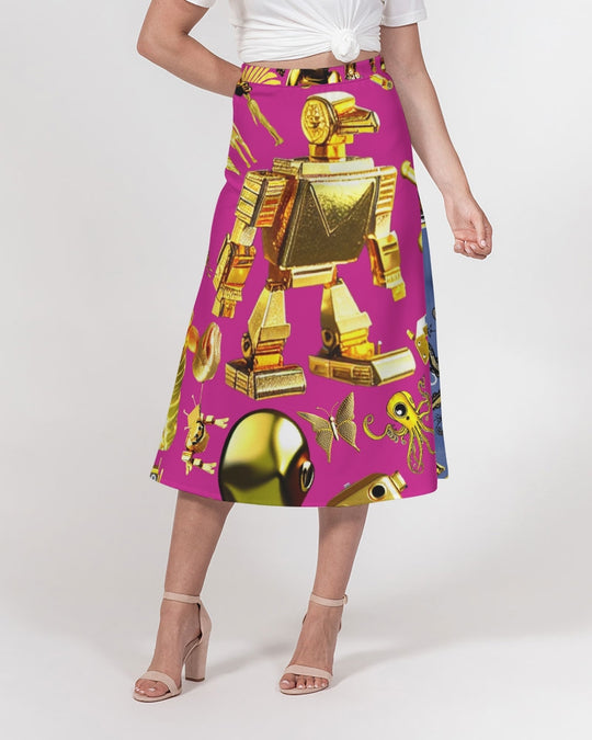 Robotic Abstrak Women's All-Over Print A-Line Midi Skirt