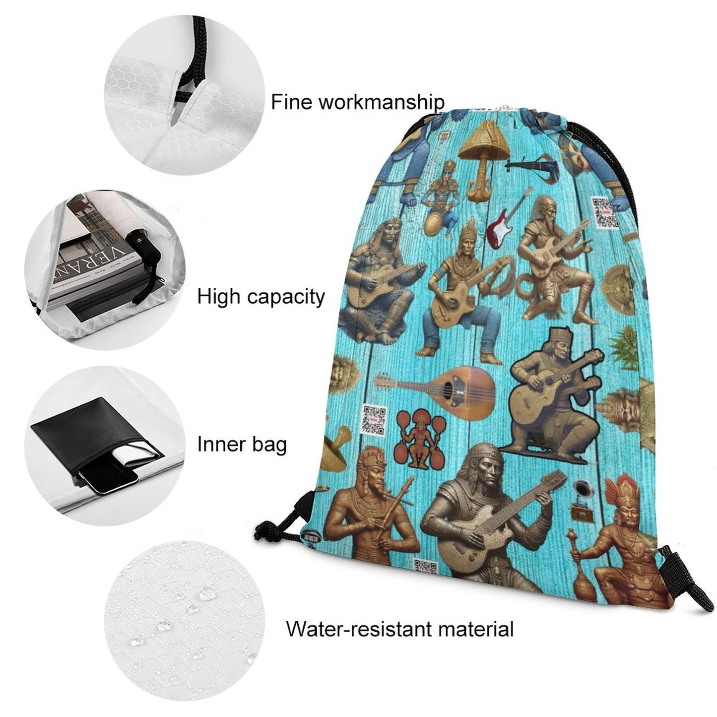 Custom Drawstring Bags with Waffle Cloth Designs