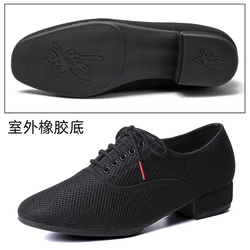 Male Latin Dance Shoes Men Salsa Jazz Dancing Boys Ballroom Modern Tango Shoes Black Mesh Soft Sole Man Training Sneakers 39-46