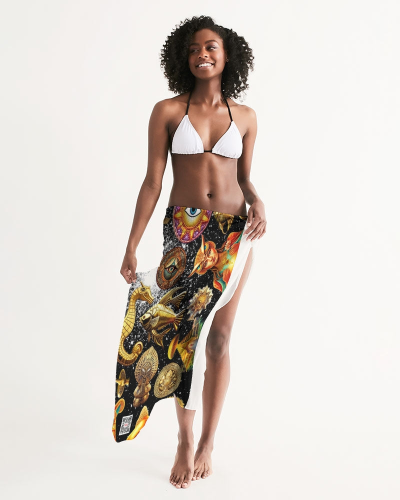 Eye and Face Abstrak All-Over Print Swim Cover Up