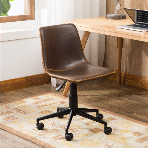 Cesena Faux Leather 360 Swivel Air Lift Office Chair, Antique Brown