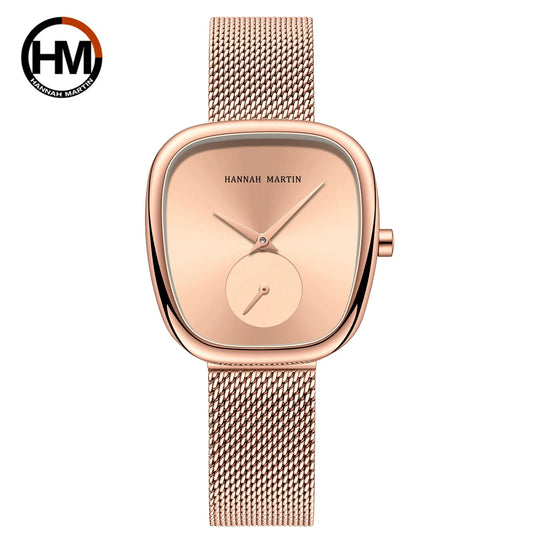 2023 New Women's Quartz Wristwatch 34mm Wine Barrel Rose Gold Black Stopwatch Fashionable Minimalist Style Oval Women's Watches