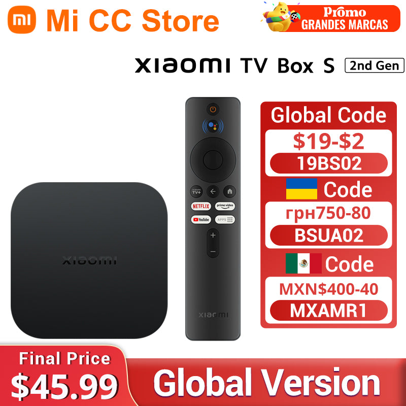 Global Version Xiaomi Mi TV Box 2nd Gen 4K Ultra HD Google TV 2GB 8GB Dolby Vision HDR10+ Google Assistant Smart Mi Box S Player