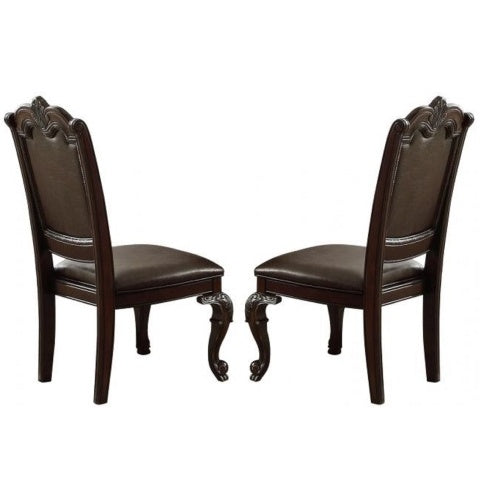 Beautiful Hand-carved Formal Traditional Dining Chair With Faux Leather Upholstery