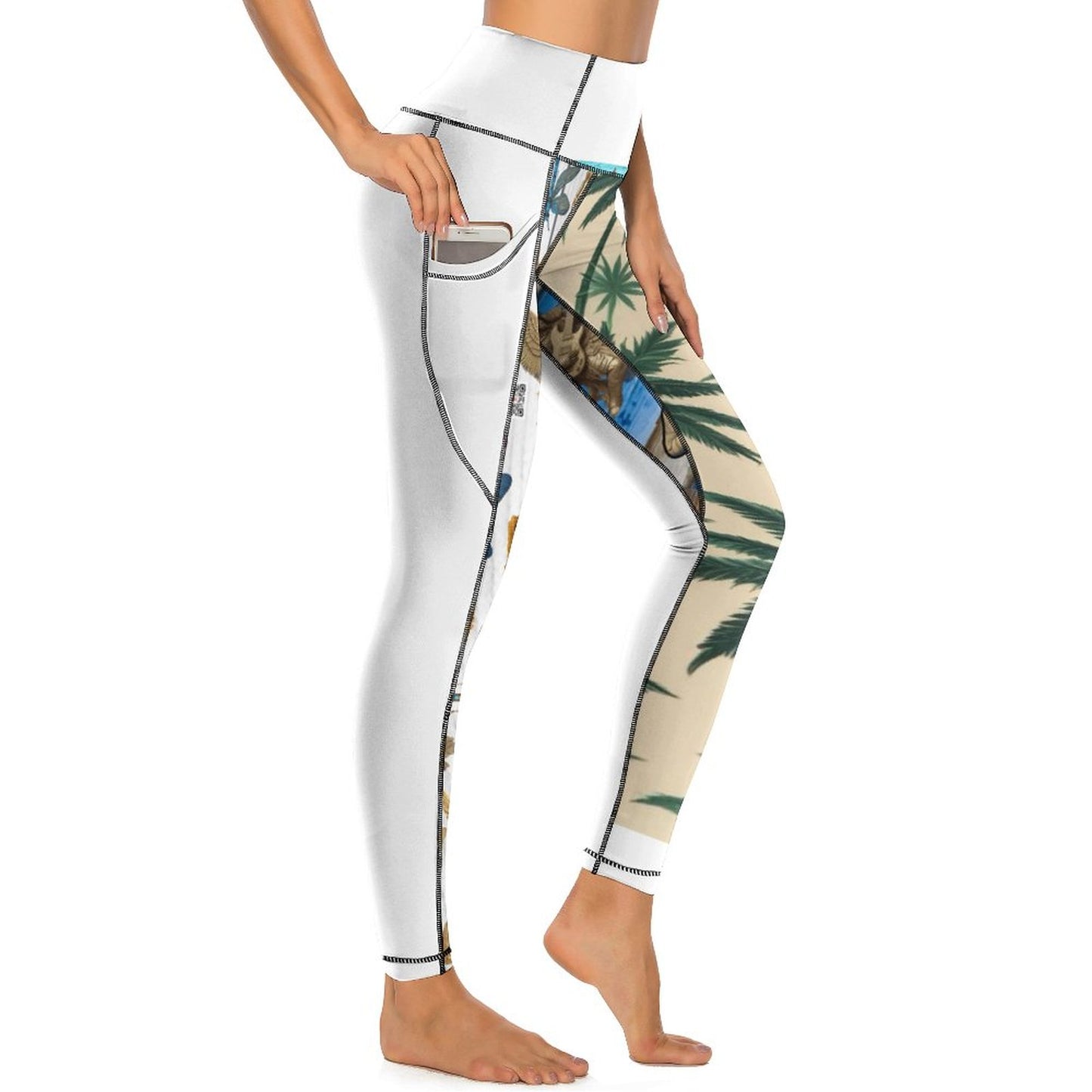 Custom Print Patterned Yoga Pants with 2 Pockets (All-Over Printing)