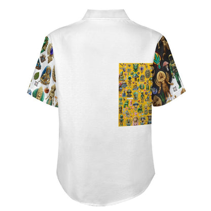 Slubbed Fabric Short Sleeve Shirt with Pocket B339 (All-Over Printing)